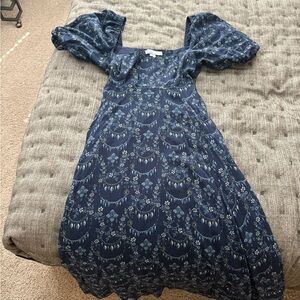 Hill House Navy Blue Patterned Dress